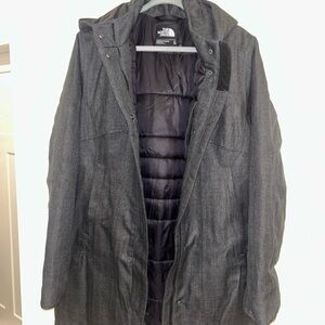 The North Face women's Dark Gray Herringbone Hooded Jacket XL